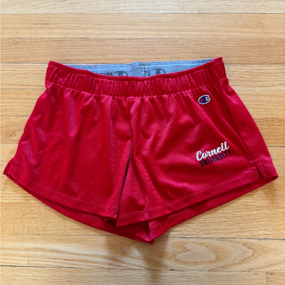 Champion Red Mesh Shorts with Logo